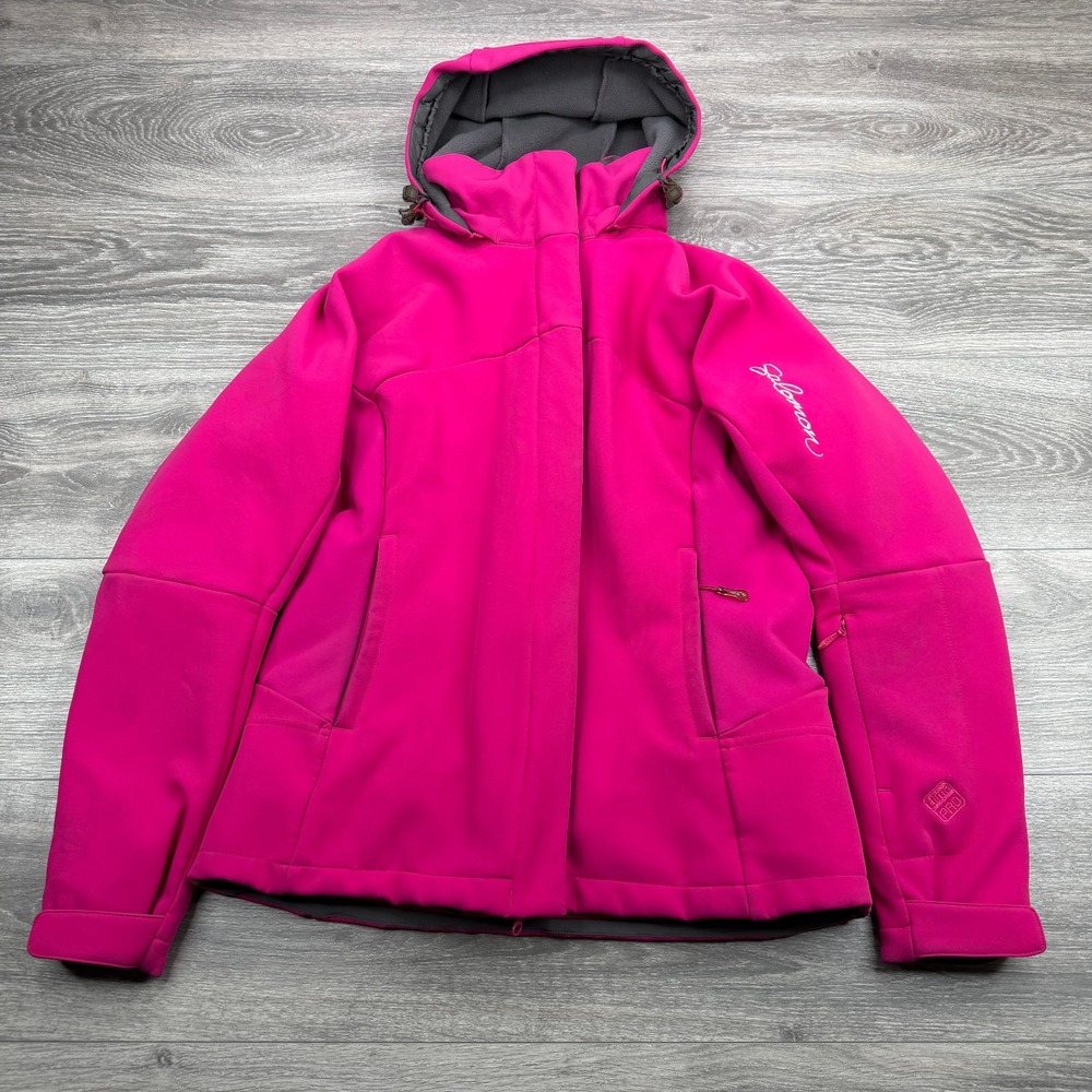 Salomon Clima Pro Jacket Womens Medium Pink Softshell Hooded Zip Ski Snowboard